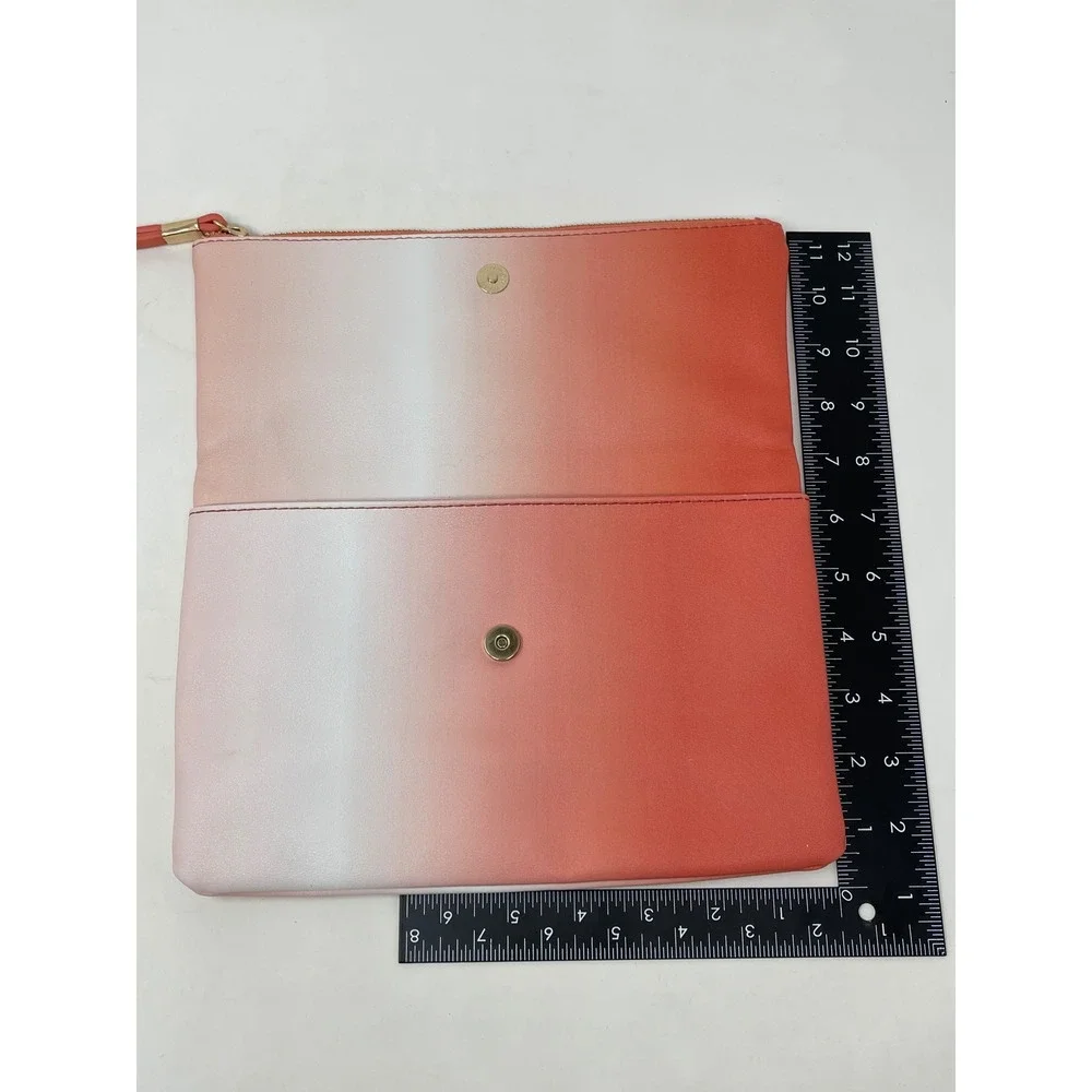 Mark Avon Women Coral White Ombre Foldover Clutch Bag Gold Tone Logo F3943331